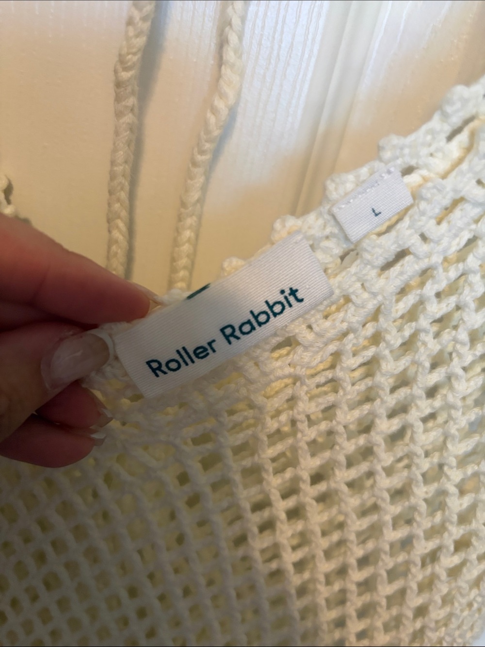 Roller Rabbit Cream Open Weave Knit Sweater